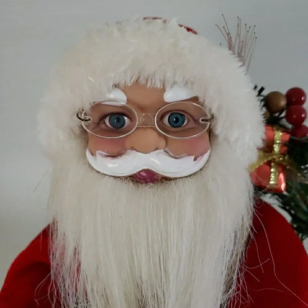 Fiber Optic Santa Claus Shelf Mantle Sitter Red Suit St Nick Battery Operated